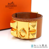 HERMES エルメス コリエドシアン ブレスレット □R刻 ゴールドカラー ブラウンカラー 箱有 k1302