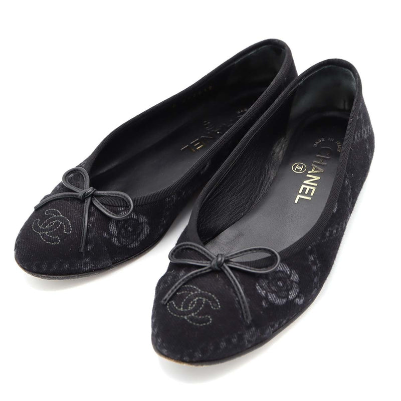 CHANEL シャネル G02819 バレエシューズ パンプス フラットシューズ 靴 36C レディース ブラック 箱有 25k255-3