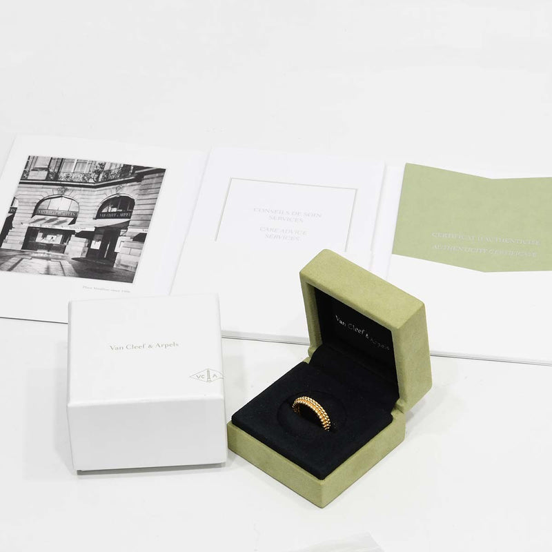 仕上済 VanCleef&Arpels ヴァンクリーフ&アーペル VCA リング 指輪 ペルレ 3連 ゴールドパール 750 #58 約17号 8.2g 箱・ケース・保証書有 H8428