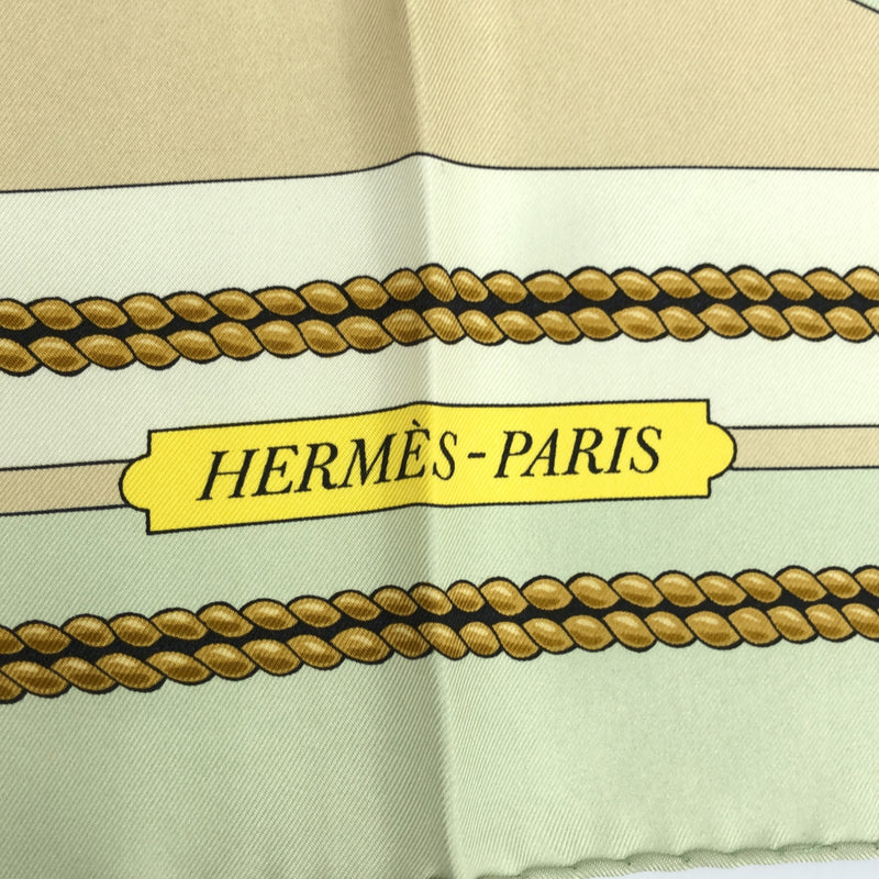 エルメス HERMES カレ90 CHATEAUX D'ARRIERE 艫飾り スカーフ グリーン シルク 23s1287-3