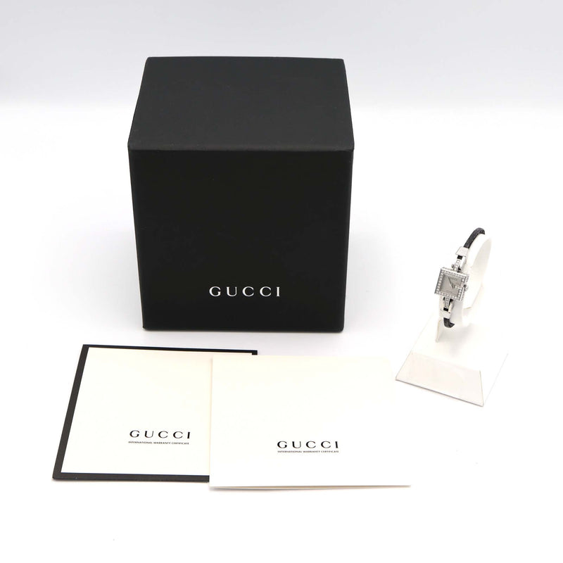 腕時計 稼働 GUCCI グッチ 102 YA102514 Gミニ ダイヤベゼル クォーツ シルバー色文字盤 レディース 箱有 H19160