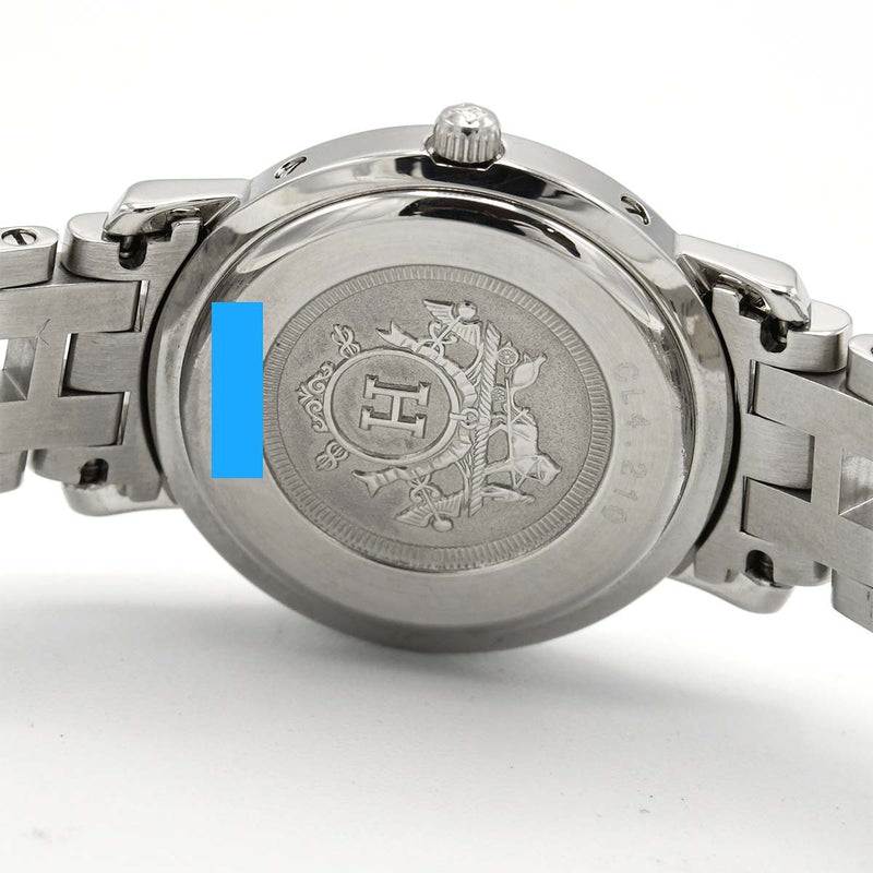 稼働 腕時計 HERMES エルメス クリッパー CL4.210 ネイビー系色文字盤 クォーツ 2025.6 電池交換済 H18945