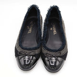 CHANEL シャネル ローヒール パンプス G26773 38C 25cm ツイード チェーンデザイン 靴 H21002