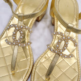 CHANEL シャネル 20A G36402 サンダル ココマーク マトラッセ ゴールドカラー 38 レディース 箱有 25k1074-2