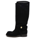 LV LOUIS VUITTON LV ルイヴィトン ロングブーツ 37 約23.5cm 黒 パンチング レディース 靴 19k47-776