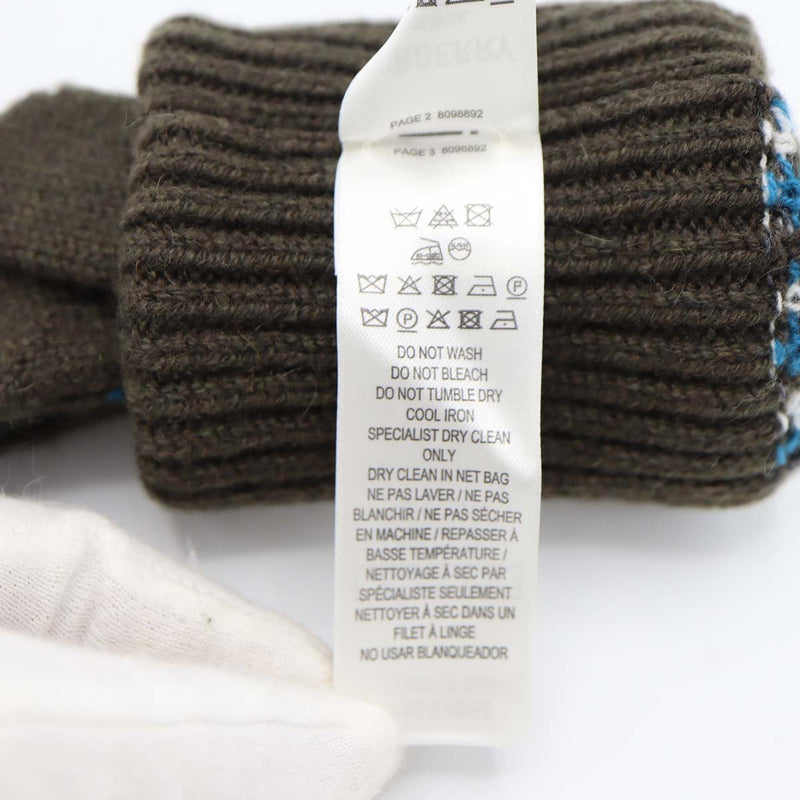 BURBERRY バーバリー 手袋 ニットグローブ 防寒 カーキ チェック柄 カシミアブレンド サイズS/M H20905