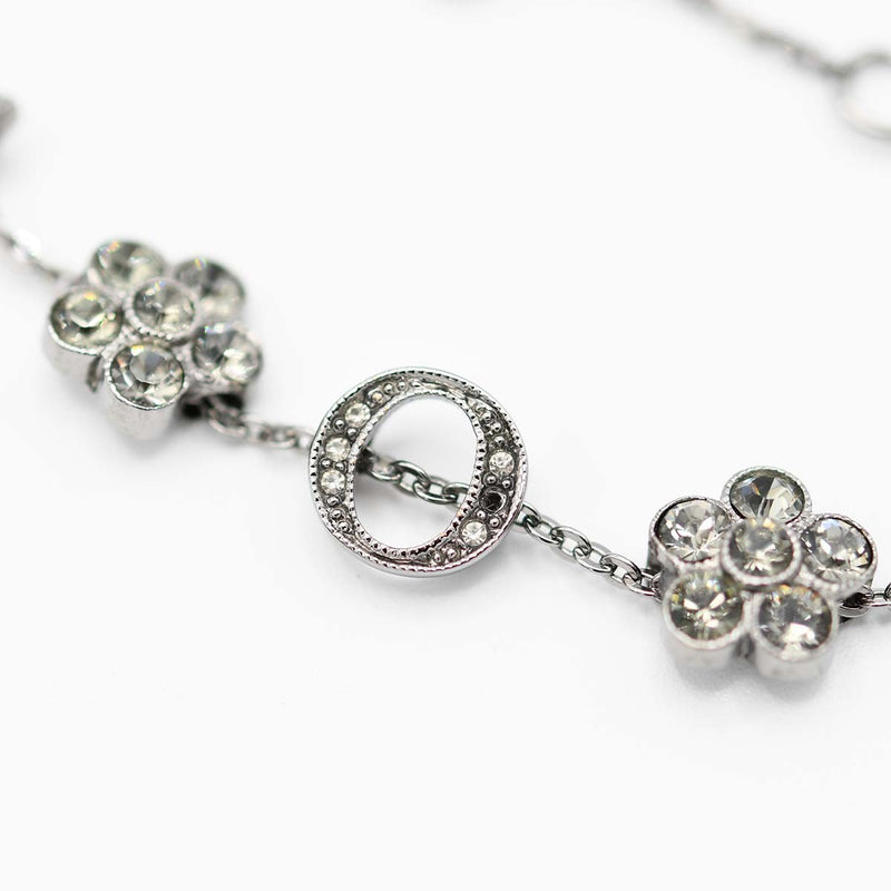 Christian Dior ディオール ブレスレット ブレス ラインストーン フラワー 花 ブラックシルバーカラー アクセサリー レディース 保管袋有 H2271
