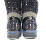 CHANEL シャネル ロングブーツ ツイード T G30443 37 ブラック レディース 靴 箱有 H6845