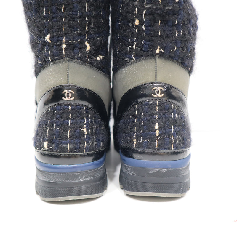 CHANEL シャネル ロングブーツ ツイード T G30443 37 ブラック レディース 靴 箱有 H6845