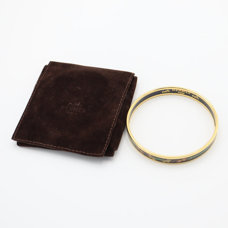 HERMES エルメス エマイユPM 七宝焼き ブレスレット バングル レディース アクセサリー ゴールド色×ブラック k581