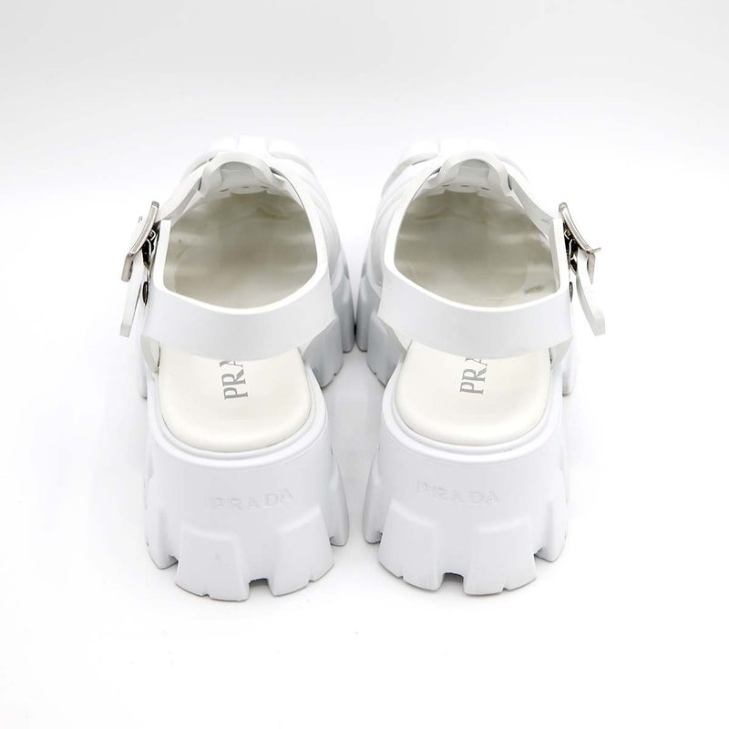 PRADA プラダ モノリス ラバー サンダル トライアングルロゴ ホワイト 36サイズ レディース シューズ 箱あり 25k402-5