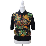 HERMES エルメス Tシャツ 半袖 総柄 42サイズ シルク100 マルチカラー 26k350-15