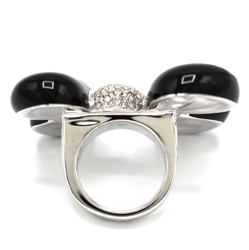 Christian Dior ディオール リング ラインストーン リボン 11.5号 ブラック シルバーカラー 約33.6g アクセサリー H8762
