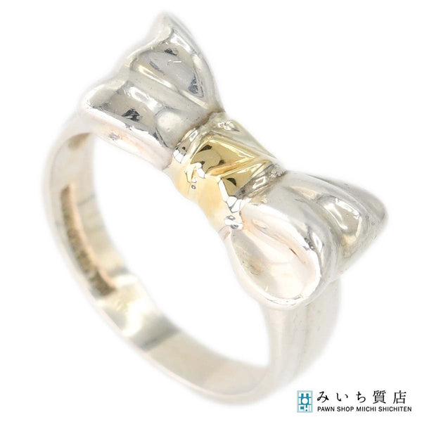 TIFFANY＆Co. ティファニー リボン リング 指輪 925 750 シルバー ゴールド 約9号 約4.1g アクセサリー レディース H4304