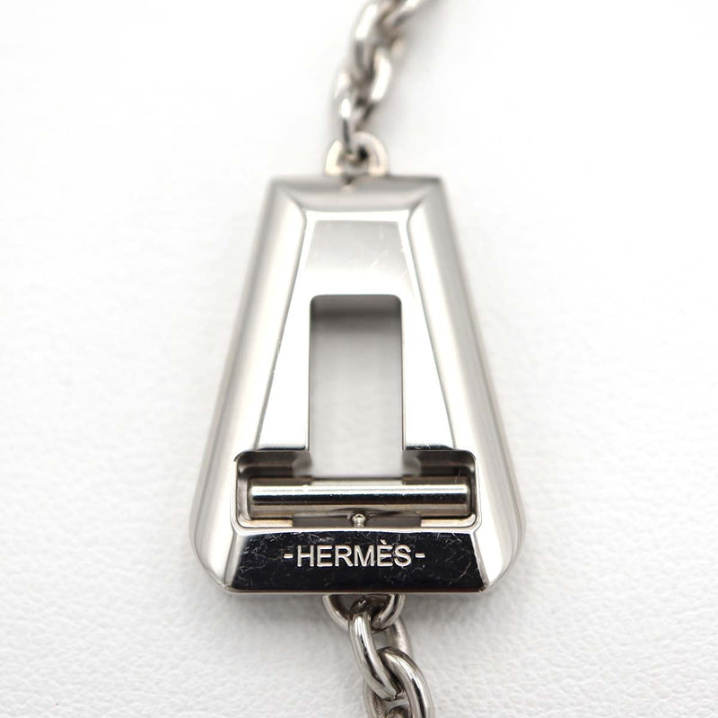 HERMES エルメス NC クロシェット ネックレス パラジウム バッファローホーン レザー 32.1g 箱あり M4186