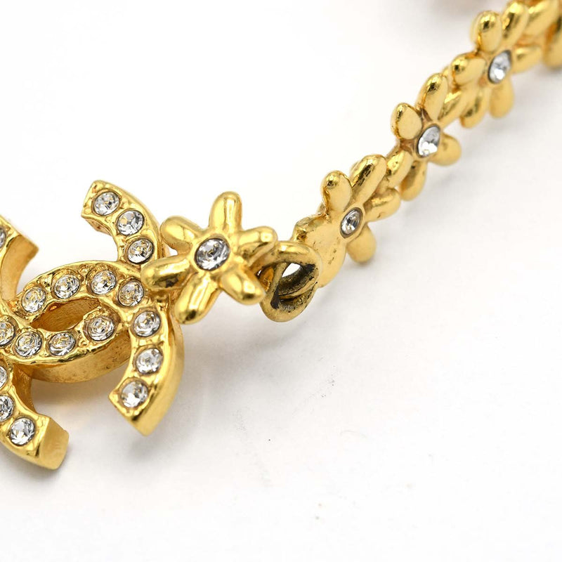 CHANEL シャネル ココマーク フラワー ラインストーン ピアス I23/A 花 ゴールドカラー H18867
