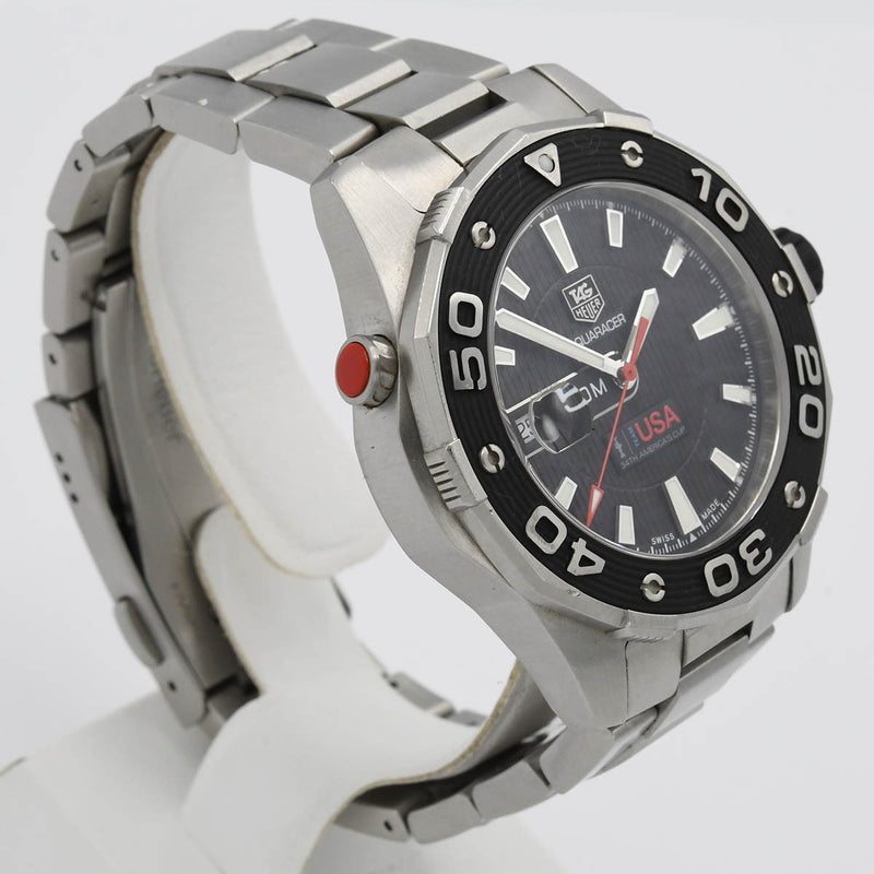 稼働 腕時計 TAG HEUER タグ・ホイヤー アクアレーサー アメリカズカップ記念モデル WAJ2118 自動巻き ケース劣化 22k1-1