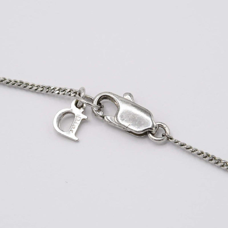 Christian Dior クリスチャン ディオール ネックレス ロゴ ボール ラインストーン シルバーカラー アクセサリー レディース 箱有 H7453