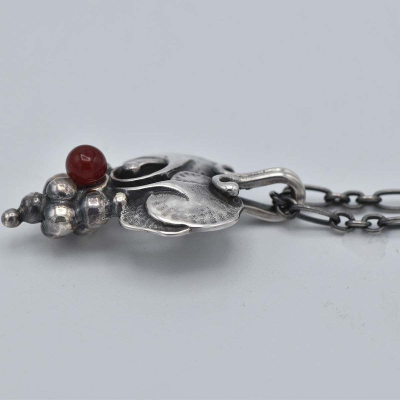 Georg Jensen ジョージジェンセン ネックレス イヤーペンダント 1996 葡萄 カーネリアン シルバー 925 約10.7g アクセサリー H8233-6