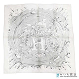 HERMES エルメス カレ45 ガヴロッシュ Peinture Fraiche ペンキ塗りたて シルク100 ホワイト J211-1