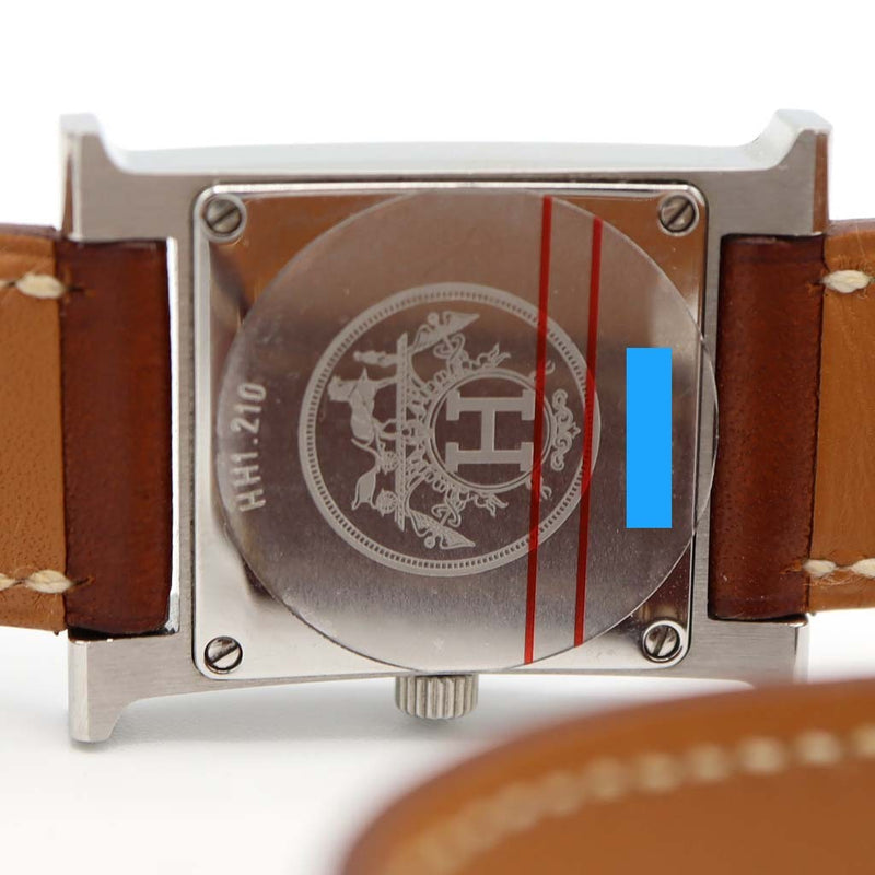 腕時計 稼働 HERMES エルメス HH1.210 Hウォッチ ドゥブルトゥール クォーツ レディース 白色文字盤 箱有 H850