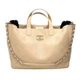 CHANEL シャネル マトラッセ 2wayバッグ ココマーク キャビアスキン ハンドバッグ ベージュ系 チェーンショルダー gen210