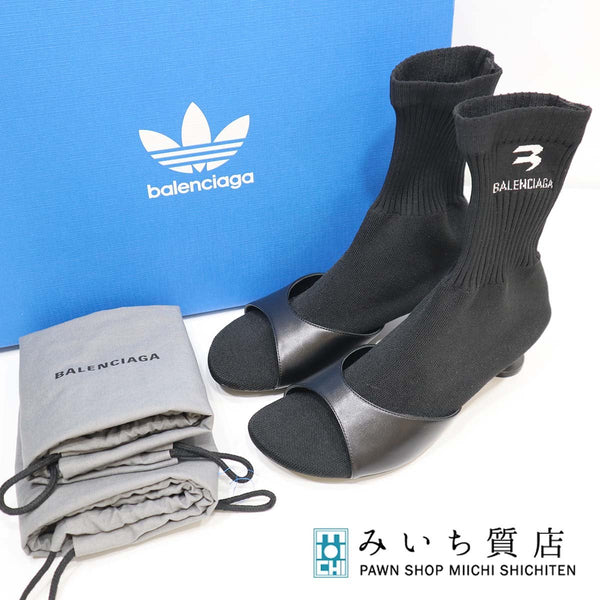 未使用品 BALENCIAGA バレンシアガ Sock booties ソックスニットミュール 722298W2LM11090 ブラック サイズ36 24㎝ 25k377-3