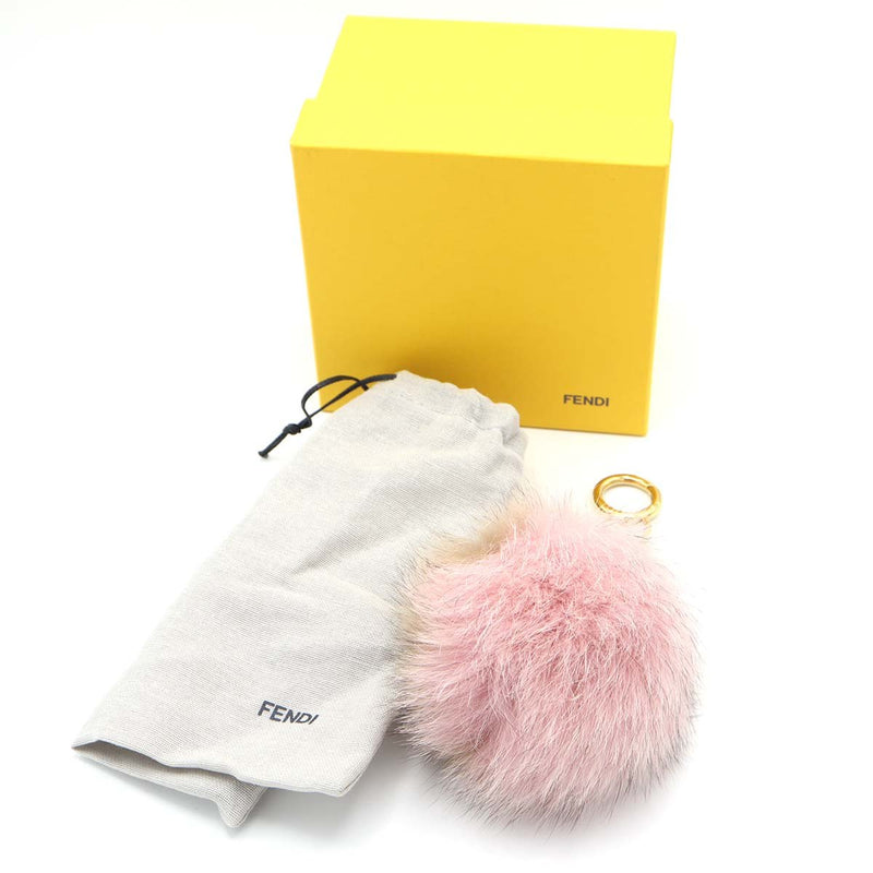 FENDI フェンディ チャーム ファー ポンポン バッグチャーム アクセサリー ブラウン ピンク 箱有 H7296