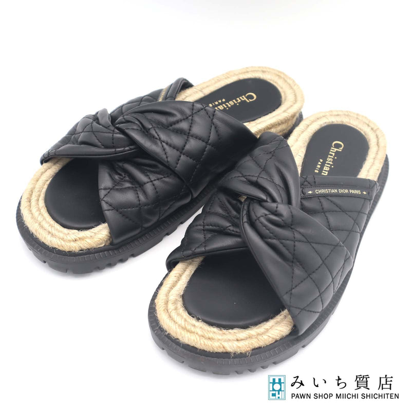 Christian Dior ディオール サンダル カナージュ 38 約25cm ブラック 靴 レディース H19578