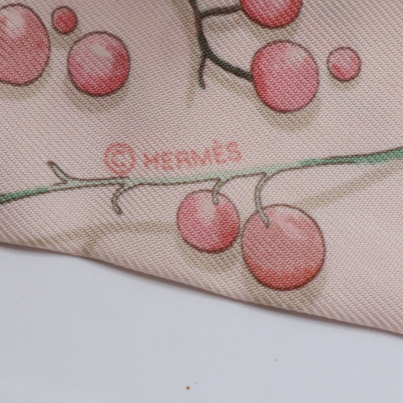 HERMES エルメス ツイリー Red berries レッドベリー シルク100% ピンク 服飾小物 H19220