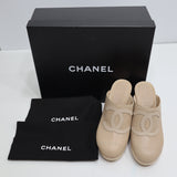 CHANEL シャネル サボ ヒール サンダル ミュール ココマーク 36サイズ 約23cm ベージュ 箱・保管袋有 19k318-311
