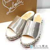 未使用 Christian Louboutin クリスチャンルブタン サンダル 37 23.5cm 1180497 ウェッジソール シルバー 箱袋有 H8529