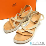 HERMES エルメス クロスストラップサンダル 靴 サイズ34 ベージュ レディース 箱・保管袋有 25k627-18
