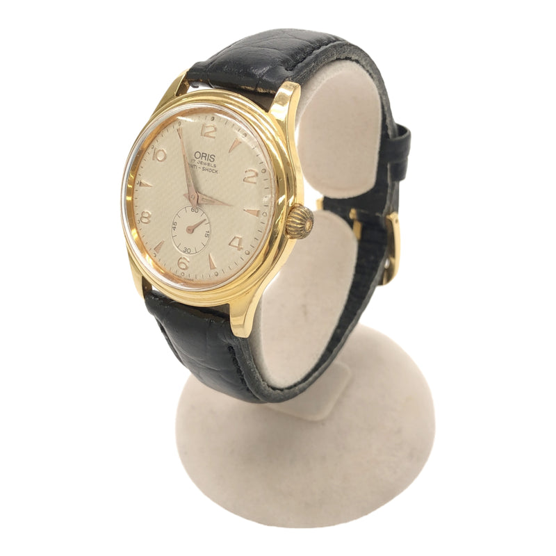 腕時計 ジャンク 稼働 ORIS オリス 7427-26 手巻き メンズ シルバー色文字盤 ベルト尾錠社外品 25k760-1