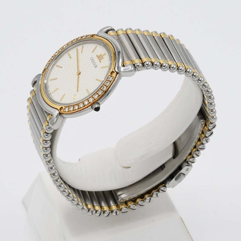 腕時計 稼働 SEIKO セイコー クレドール 5A74-0190 クォーツ SS×18KT コンビ シルバー色文字盤 2025.10電池交換済 maki436