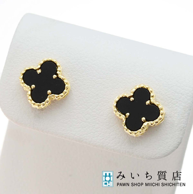 仕上済 VanCleef&Arpels VCA ヴァンクリーフ&アーペル ピアス スイートアルハンブラ オニキス 750 3.4g アクセサリー 箱有 H14949