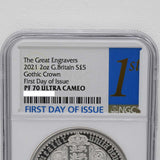 NGC FIRST DAY OF ISSUE PF70 ULTRA CAMEO 2021年 2オンス 5ポンド ゴシッククラウン ケース有 23k815-1