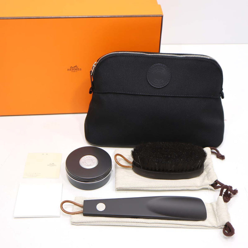 HERMES エルメス ボリードポーチ シューズ メンテセット ケアセット レザー用品ケアセット 靴磨き ケア用クリーム ホースヘアーブラシ シューホーン H20513