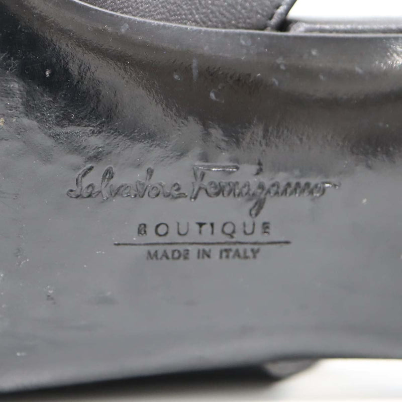 Salvatore Ferragamo フェラガモ パンプス バックストラップ ガンチーニ ブラック 7 1/2 C 24.5cm 靴 レディース H12688-10