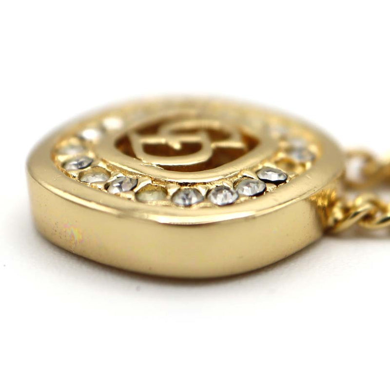 Christian Dior ディオール ネックレス CD ラインストーン ゴールドカラー 約7g アクセサリー M1993