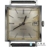 腕時計 稼働 IWC シャウハウゼン 自動巻き スクエア メンズ シルバー色文字盤 ok931