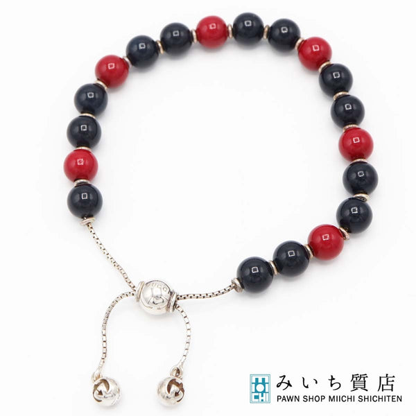 GUCCI グッチ ブレスレット ブレス 数珠 16 Ag925 シルバー 赤×黒 アクセサリー M3737