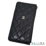CHANEL シャネル フラグメントケース キャビアスキン 30番代 ココマーク ブラック×シルバーカラー 財布 H22559