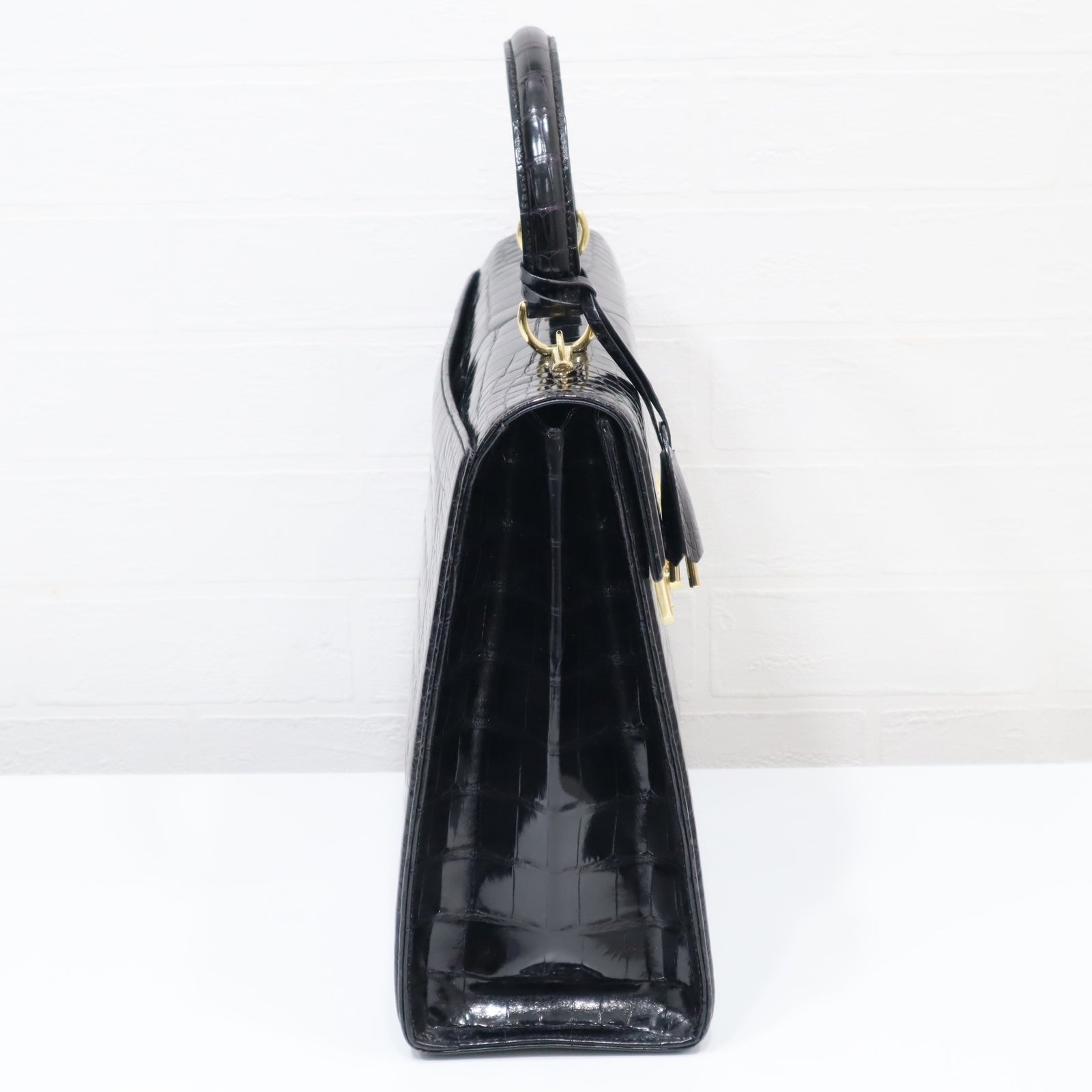 美品✨グッチ レディロック2way ハンドバッグ　ショルダー ボックスカーフ　黒 グッチアウトレット 黒 ゴールド金具 レディース レザー 2WAY