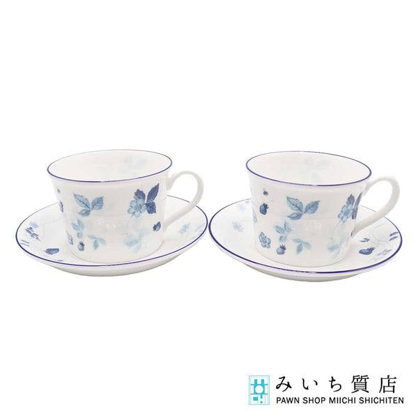 未使用 WEDGWOOD ウェッジウッド カップ＆ソーサー 2客セット ストロベリーブルー 食器 M4132