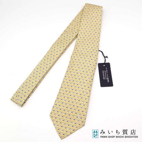 未使用 LOUIS VUITTON ルイヴィトン LV ネクタイ M73122 総柄 シルク100 イエロー 服飾小物 メンズ H835