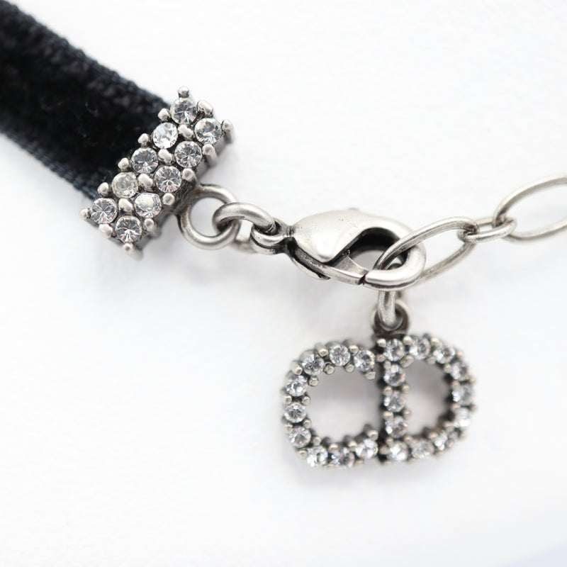 Christian Dior ディオール チョーカー 星 スター ラインストーン CD ベロア アクセサリー ブラック系 レディース 箱有 yo648