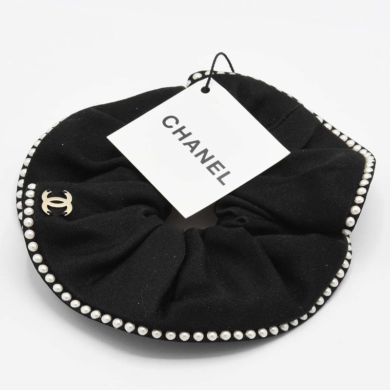 未使用 CHANEL シャネル シュシュ フェイクパール ブラック ヘア