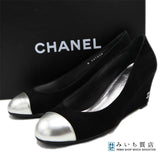 CHANEL シャネル G27028 ココマーク ヒール パンプス スエード 靴 36 1/2 ブラック レディース 箱有 25k810-2