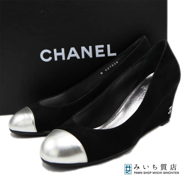 CHANEL シャネル G27028 ココマーク ヒール パンプス スエード 靴 36 1/2 ブラック レディース 箱有 25k810-2